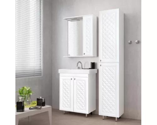 Купить Зеркало со шкафом Style Line Канна 60 С Люкс с подсветкой Белый глянец в магазине сантехники Santeh-Crystal.ru