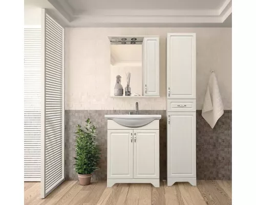 Купить Зеркало со шкафом Style Line Олеандр 2 Люкс 65 ЛС-00000202 с подсветкой Рельеф пастель в магазине сантехники Santeh-Crystal.ru