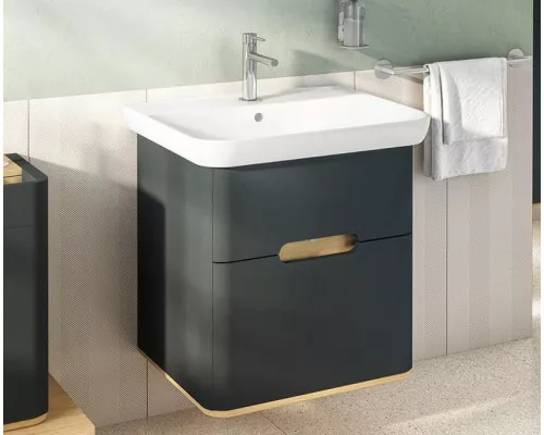 Приобрести Тумба с раковиной Vitra Sento 65 60834 подвесная Антрацит матовый в магазине сантехники Santeh-Crystal.ru