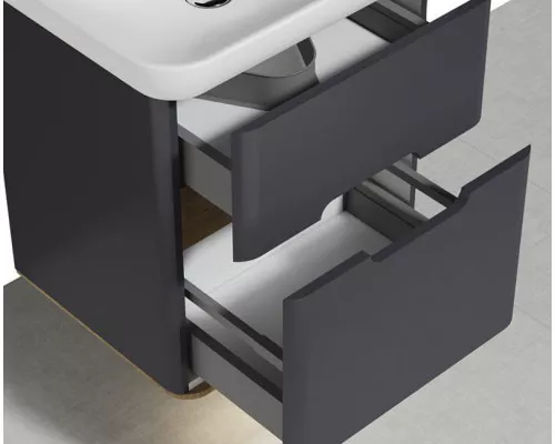 Приобрести Тумба с раковиной Vitra Sento 65 60834 подвесная Антрацит матовый в магазине сантехники Santeh-Crystal.ru