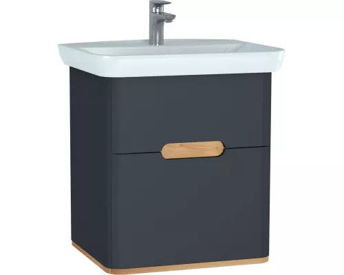 Приобрести Тумба с раковиной Vitra Sento 65 60834 подвесная Антрацит матовый в магазине сантехники Santeh-Crystal.ru