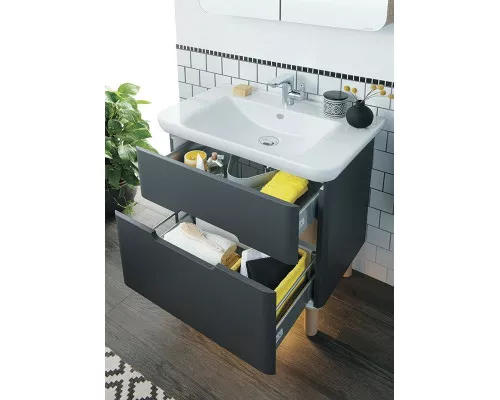 Приобрести Тумба с раковиной Vitra Sento 65 60834 подвесная Антрацит матовый в магазине сантехники Santeh-Crystal.ru