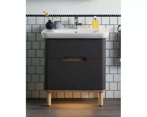 Приобрести Тумба с раковиной Vitra Sento 65 60834 подвесная Антрацит матовый в магазине сантехники Santeh-Crystal.ru