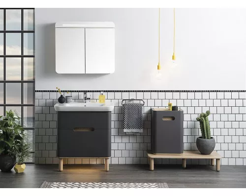 Приобрести Тумба с раковиной Vitra Sento 65 60834 подвесная Антрацит матовый в магазине сантехники Santeh-Crystal.ru