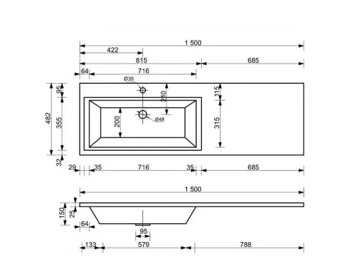 Приобрести Тумба с раковиной Эстет Dallas Luxe 150 L ФР-00009685 подвесная Белая в магазине сантехники Santeh-Crystal.ru