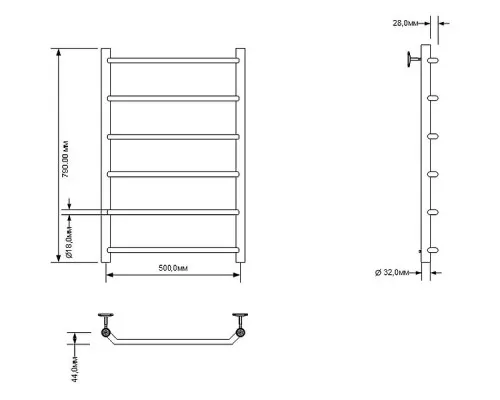 Заказать Водяной полотенцесушитель Aquanet Fiona 80x50 266737 Хром в магазине сантехники Santeh-Crystal.ru