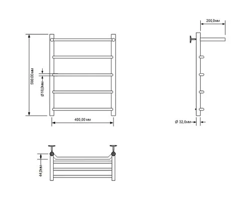 Купить Водяной полотенцесушитель Aquanet Fiona 60x40 266739 с полкой Хром в магазине сантехники Santeh-Crystal.ru