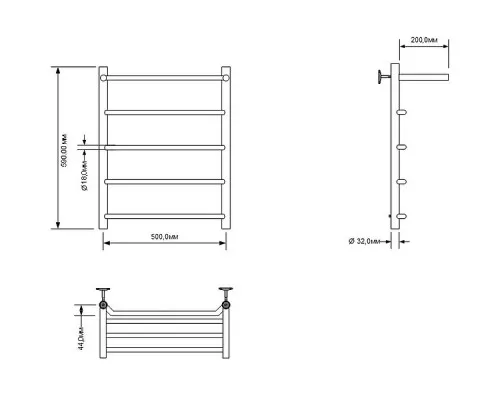Заказать Водяной полотенцесушитель Aquanet Fiona 60x50 266740 с полкой Хром в магазине сантехники Santeh-Crystal.ru