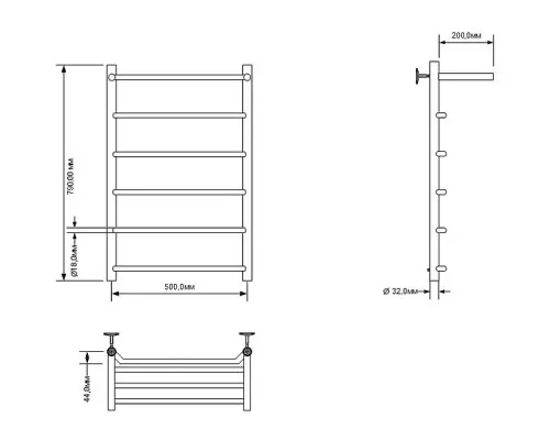 Заказать Водяной полотенцесушитель Aquanet Fiona 80x50 266741 с полкой Хром в магазине сантехники Santeh-Crystal.ru