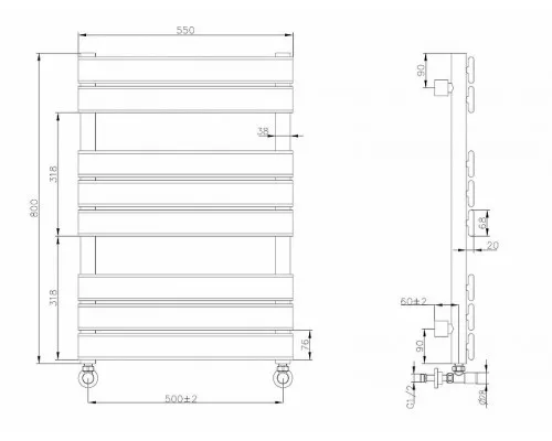 Купить Водяной полотенцесушитель Boheme Venturo 720-CR Хром в магазине сантехники Santeh-Crystal.ru