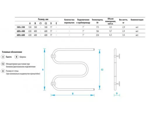 Приобрести Водяной полотенцесушитель Energy Solo 600x400 EWTR0SOLO0604000000 Хром в магазине сантехники Santeh-Crystal.ru