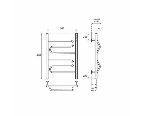Купить Водяной полотенцесушитель Point Юпитер PN01156 П2 500x600 Хром в магазине сантехники Santeh-Crystal.ru
