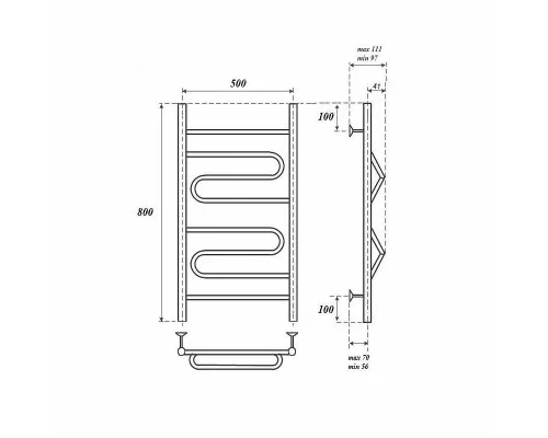 Приобрести Водяной полотенцесушитель Point Юпитер PN01158 П4 500x800 Хром в магазине сантехники Santeh-Crystal.ru