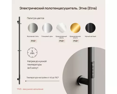 Электрический полотенцесушитель Sancos Etna 150x3 SC13001GG цвет Вороненая сталь