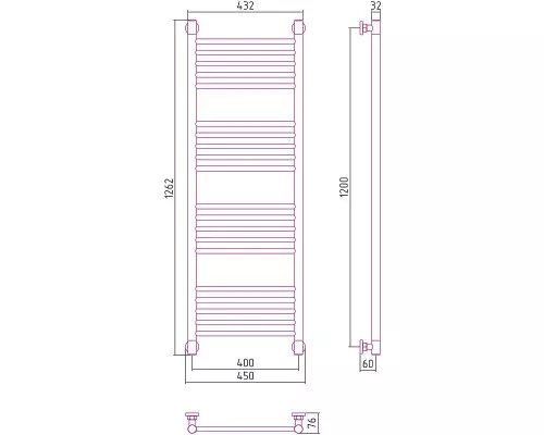 Купить Водяной полотенцесушитель Сунержа Богема+ прямая 1200х500 31-0220-1250 Черный матовый в магазине сантехники Santeh-Crystal.ru