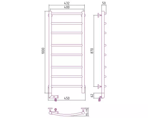 Приобрести Электрический полотенцесушитель Сунержа Галант 2.0 1000x400 L 31-5200-1040 Черный матовый в магазине сантехники Santeh-Crystal.ru