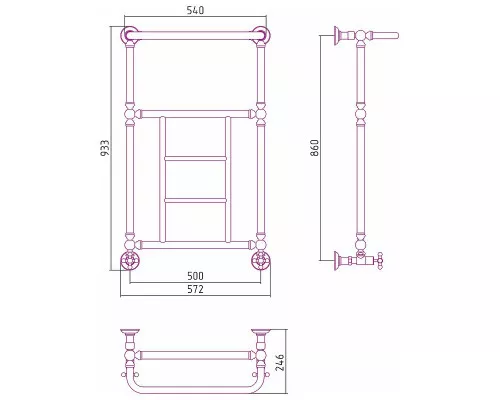 Купить Водяной полотенцесушитель Сунержа Ренессанс 1452 860х500 020-0282-8650 с полкой Шампань в магазине сантехники Santeh-Crystal.ru
