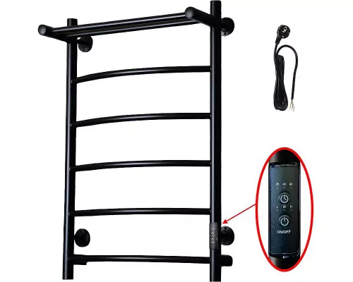 Купить Электрический полотенцесушитель Тругор ПЭК 5П СП 80x50 с полкой Черный в магазине сантехники Santeh-Crystal.ru