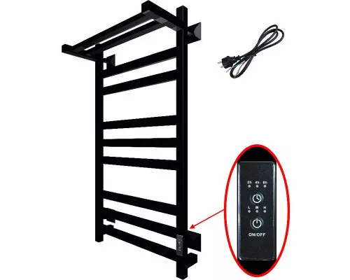 Купить Электрический полотенцесушитель Тругор ПЭК 21квП СП 80x50 с полкой Черный в магазине сантехники Santeh-Crystal.ru