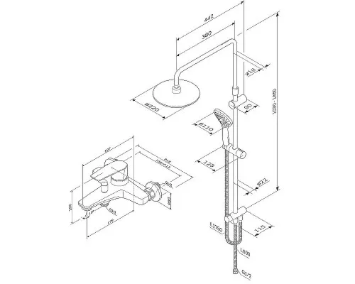 Заказать Душевая система AM.PM Gem F42890A14 Черная в магазине сантехники Santeh-Crystal.ru