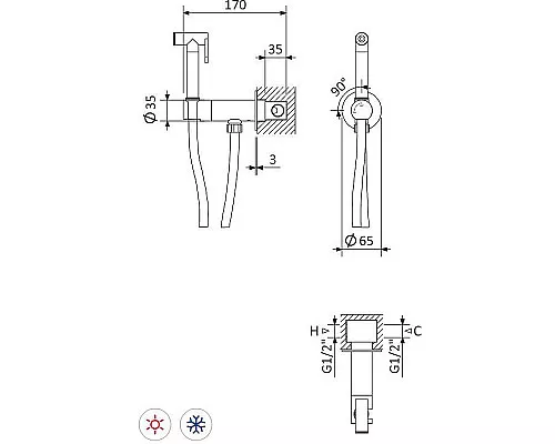 Купить Гигиенический душ Cezares LEAF-DIF-NOP Черный матовый в магазине сантехники Santeh-Crystal.ru