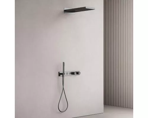 Душевая система Sancos Linn SC9023GG с термостатом Вороненая сталь