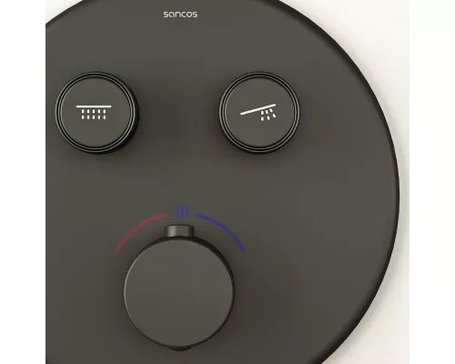 Душевая система Sancos Space SC3006MB с термостатом Черная матовая