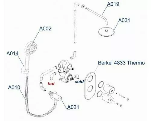Купить Душевая система WasserKRAFT Berkel A16031 с термостатом Хром в магазине сантехники Santeh-Crystal.ru