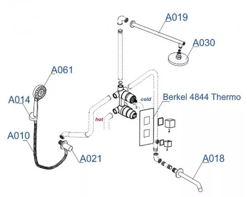 Купить Душевая система WasserKRAFT Berkel A174819 Thermo с термостатом Хром в магазине сантехники Santeh-Crystal.ru
