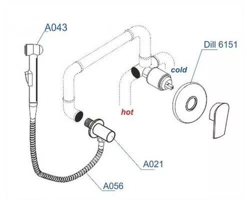 Купить Гигиенический душ со смесителем WasserKRAFT Dill A06156 Хром в магазине сантехники Santeh-Crystal.ru