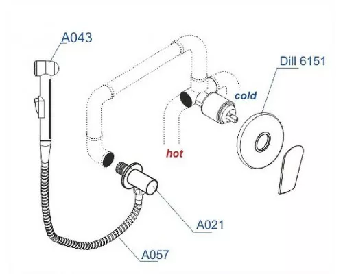 Заказать Гигиенический душ со смесителем WasserKRAFT Dill A06157 Хром в магазине сантехники Santeh-Crystal.ru
