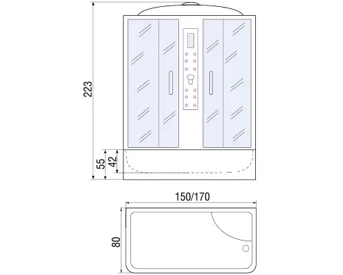 Приобрести Душевой бокс River Dunay 170x80 ТН 10000001473 с поддоном в магазине сантехники Santeh-Crystal.ru