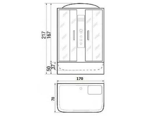 Заказать Душевой бокс River Sena 170x70 ТН 10000001807 с поддоном в магазине сантехники Santeh-Crystal.ru