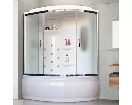 Заказать Душевой бокс Royal Bath ALP 170х100 RB170ALP-C-CH-L с гидромассажем стекло матовое задняя стенка Белая в магазине сантехники Santeh-Crystal.ru