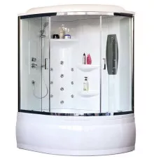Душевой бокс Royal Bath ALP 170x100 RB170ALP-T-CH-L с гидромассажем стекло прозрачное задняя стенка Белая
