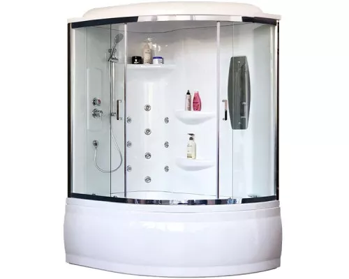 Приобрести Душевой бокс Royal Bath ALP 170x100 RB170ALP-T-CH-L с гидромассажем стекло прозрачное задняя стенка Белая в магазине сантехники Santeh-Crystal.ru