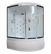 Душевой бокс Royal Bath ALP 150x100 RB150ALP-T-CH-L с гидромассажем стекло прозрачное задние стенки Белые