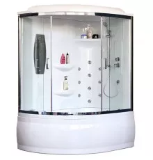 Душевой бокс Royal Bath ALP 150x100 RB150ALP-T-CH-R с гидромассажем стекло прозрачное задние стенки Белые