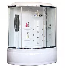 Душевой бокс Royal Bath ALP 170x100 RB170ALP-T-CH-R с гидромассажем стекло прозрачное задняя стенка Белая