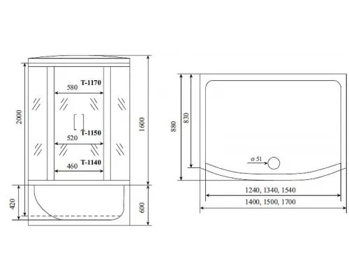 Приобрести Душевой бокс Timo Standart 150x88 T-1150 с гидромассажем в магазине сантехники Santeh-Crystal.ru