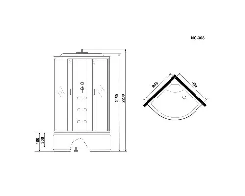 Заказать Душевая кабина Niagara Ultra 90x90 NG-308-01 с гидромассажем в магазине сантехники Santeh-Crystal.ru