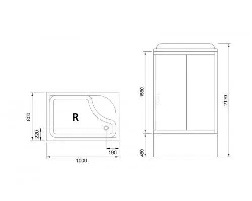 Приобрести Душевая кабина Royal Bath BP 100x80 RB8100BP5-BT-R без гидромассажа в магазине сантехники Santeh-Crystal.ru