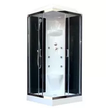 Душевая кабина Royal Bath HP 90х90 RB90HP7-BT-CH с гидромассажем стекло прозрачное задняя стенка Черная