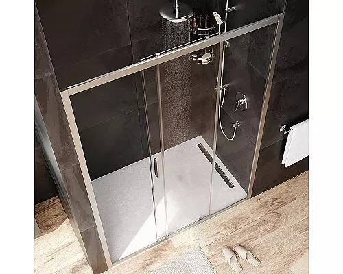 Приобрести Душевая дверь AM.PM Gem 140 W90G-140-1-195MT профиль Хром матовый стекло прозрачное в магазине сантехники Santeh-Crystal.ru