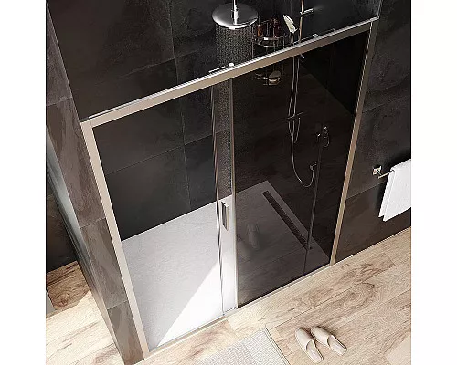 Купить Душевая дверь AM.PM Gem 140 W90G-140-1-195MG профиль Хром матовый стекло тонированное-прозрачное в магазине сантехники Santeh-Crystal.ru