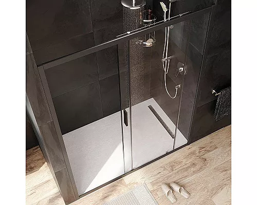 Приобрести Душевая дверь AM.PM Gem 150 W90G-150-1-195BT профиль Черный матовый стекло прозрачное в магазине сантехники Santeh-Crystal.ru