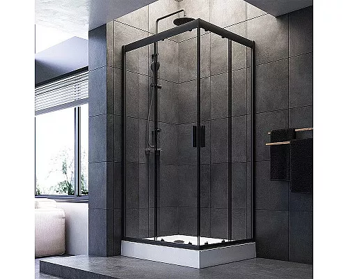 Заказать Душевой уголок AM.PM Gem 100х80 W90G-404-100280-BT профиль Черный матовый стекло прозрачное в магазине сантехники Santeh-Crystal.ru