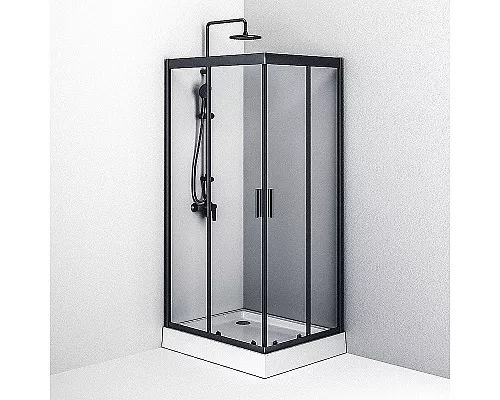 Заказать Душевой уголок AM.PM Gem 100х80 W90G-404-100280-BT профиль Черный матовый стекло прозрачное в магазине сантехники Santeh-Crystal.ru