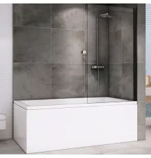 Шторка на ванну Abber Immer Offen 80x140 AG71080B профиль Черный стекло прозрачное