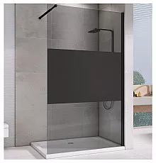 Душевая перегородка Abber Immer Offen 100 AG69100BT профиль Черный стекло прозрачное с тонированной полосой